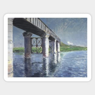 The Seine and the Railroad Bridge at Argenteuil by Gustave Caillebotte Sticker